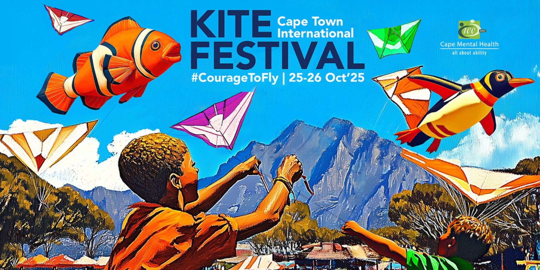 Blue And White Gradient Welcome Landscape Banner Cape Town International Kite Festival 2025