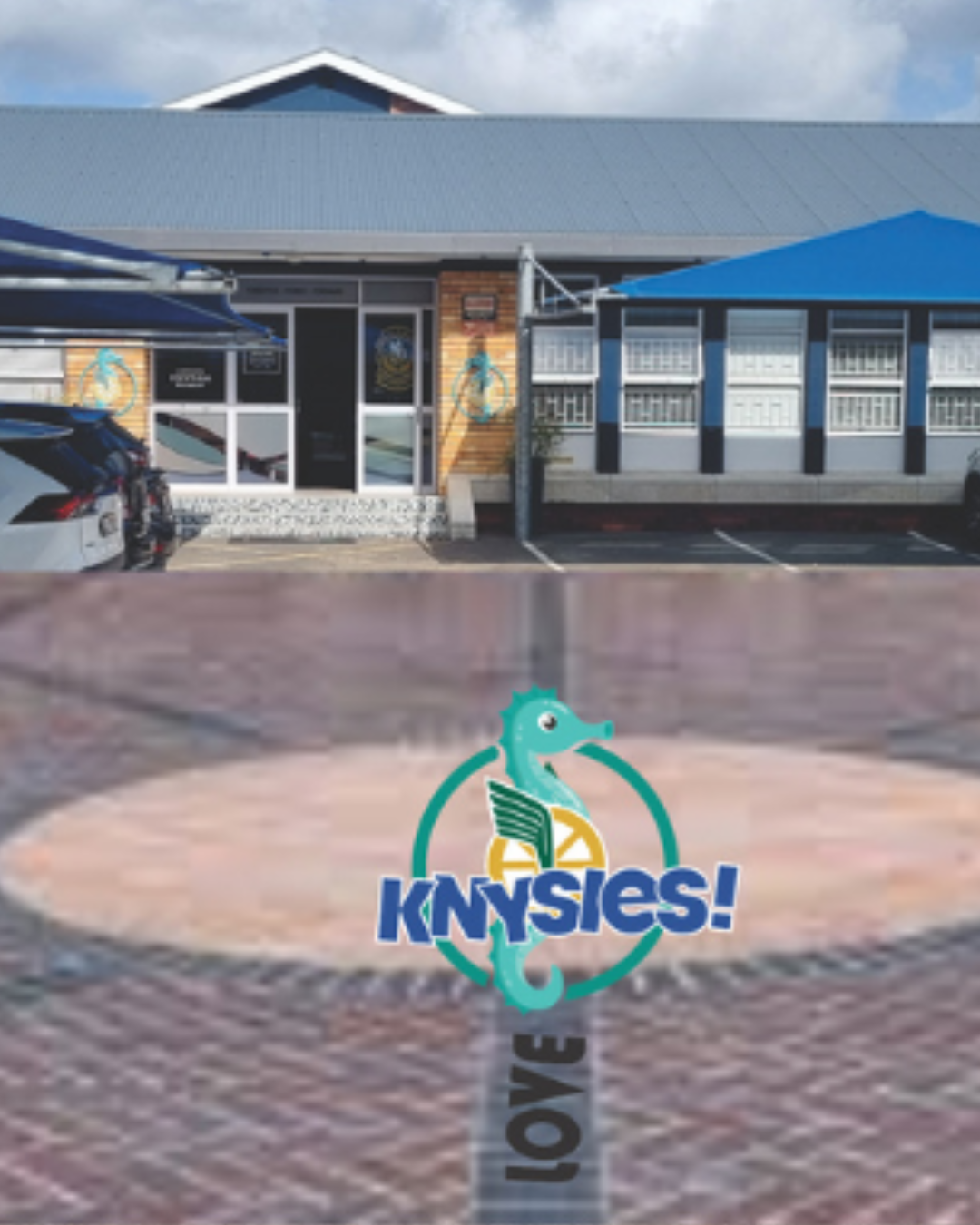 Learners and community members at the entrance of Knysna Primary School during the paving improvement project.