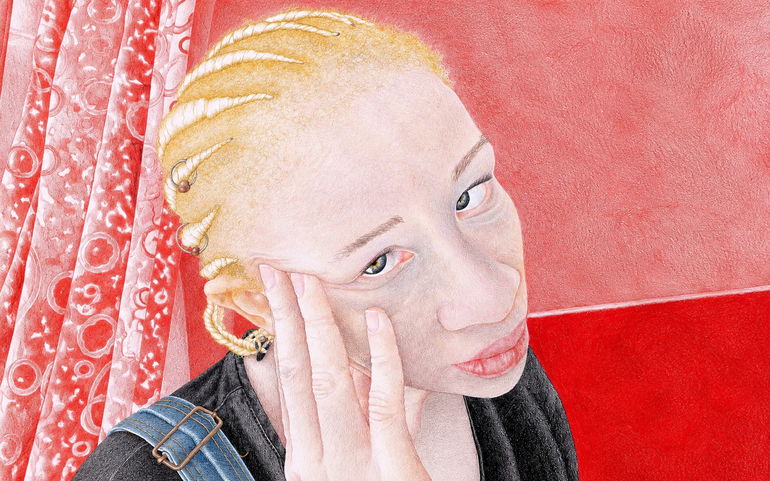 Portrait artwork featured in Athenkosi Kwinana’s Ndijongile exhibition